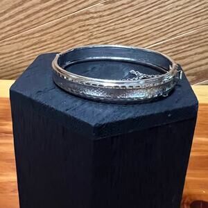 Vintage Whiting & Davis Co Silver Tone Bracelet Hinged W Chain Victorian MCM
